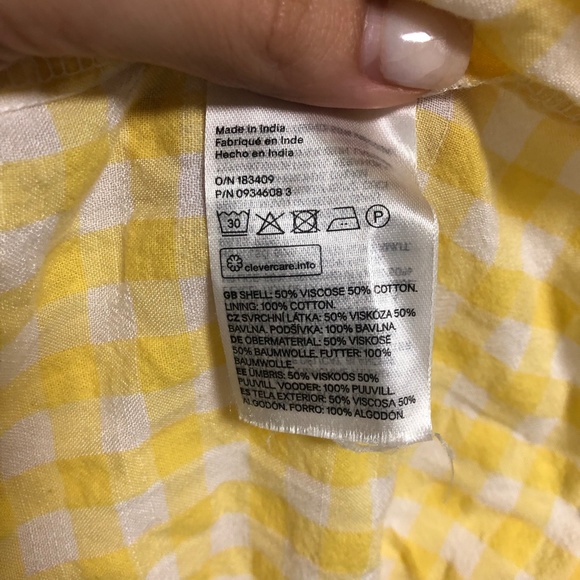 H&M Yellow Checked Gingham Smock Detail Dress - Picture 6 of 6
